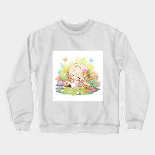 chibi flower girl Crewneck Sweatshirt